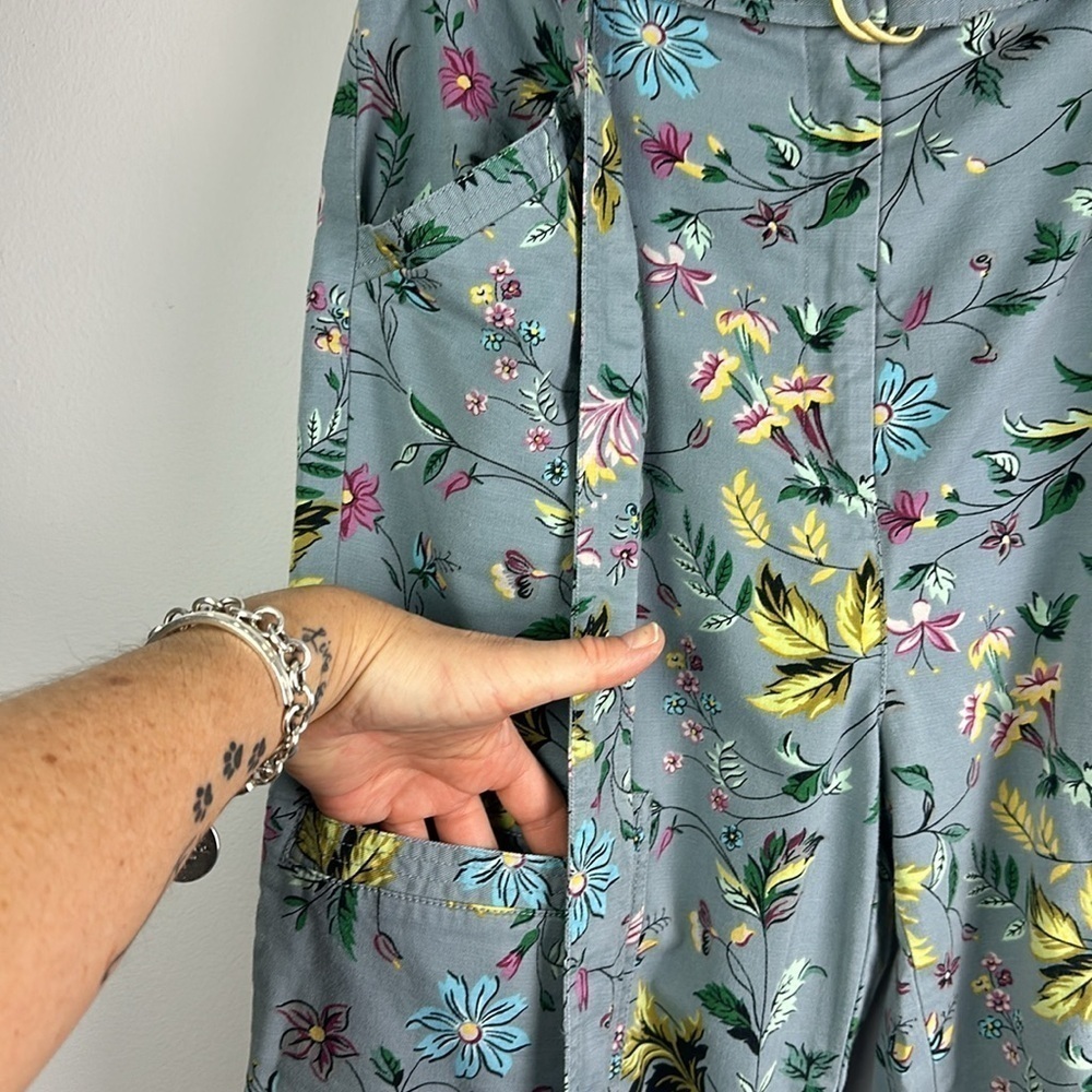 Anthropologie Victoria Floral Cargo Pants Size 8 High Waisted Belted Relaxed Fit - Picture 7 of 16